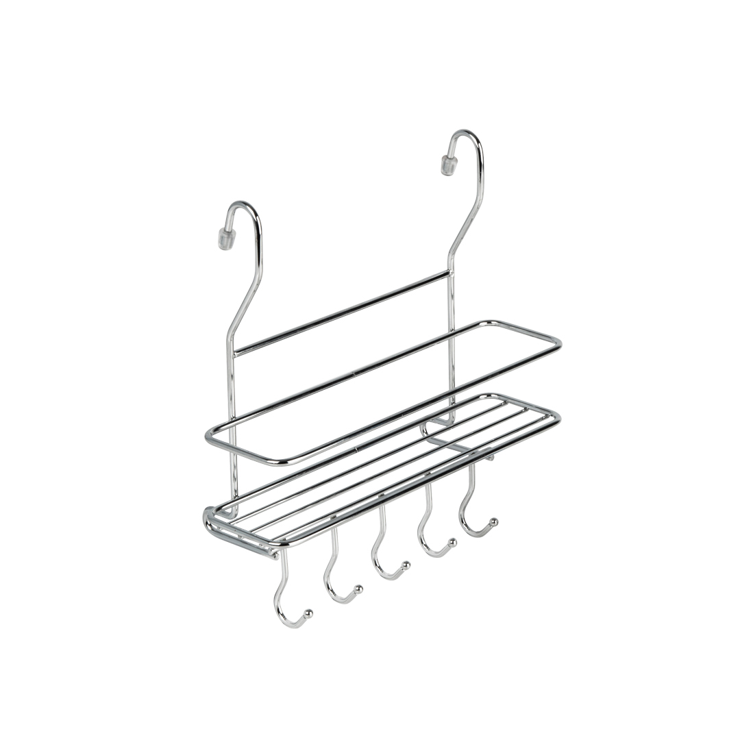 Полка одинарная малая с крючками хром (MX-402)