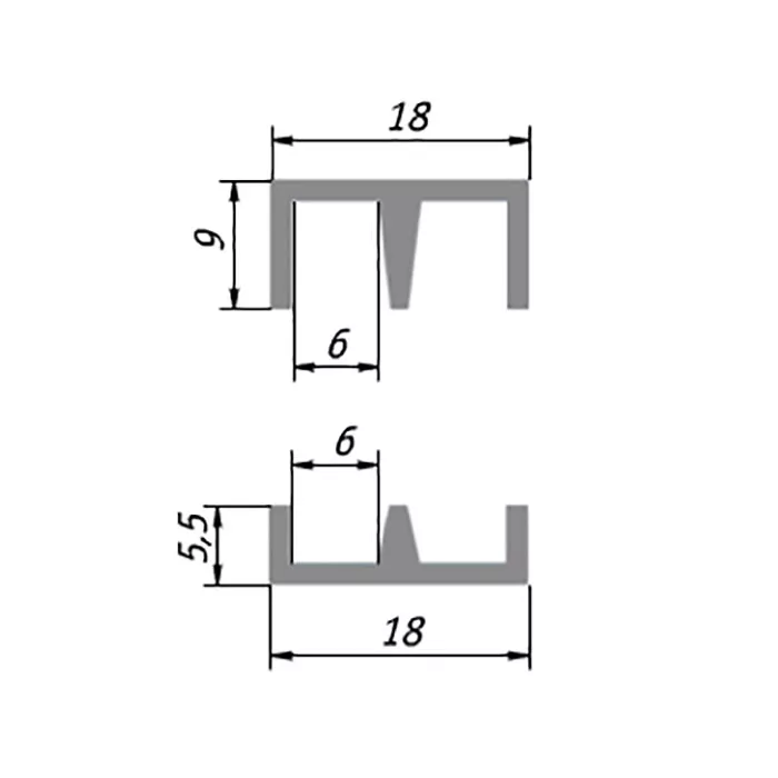 Направляющие для стекла коричн. 2м
