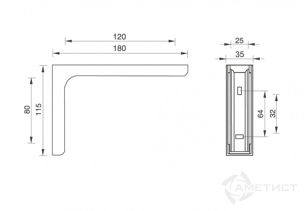 Полкодержатель JET 216 180мм хром (WB-WS-18-001))