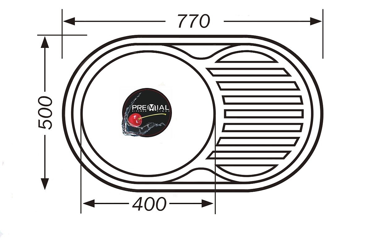 Мойка Premial 7750R-1D Полиров. Универс. ОБЛИТАЯ  770*500