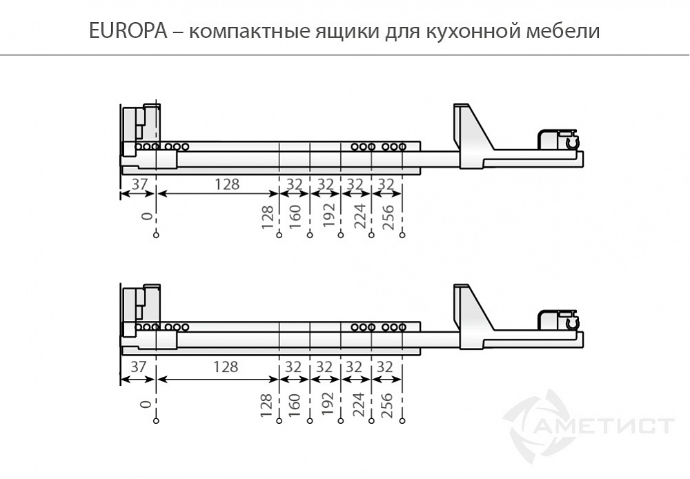Подст д/ст.пр. Europa 450 серый двойной без направляющих