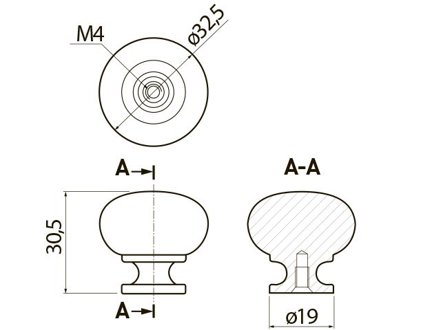 *Ручка-кнопка GTV GS-BERGAMO-1-12  ЧЕРНЫЙ глянец