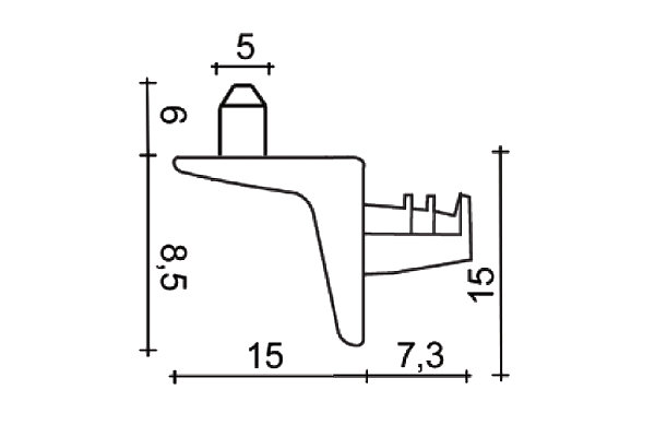Полкодержатель-уголок ДВУХ штыревой
