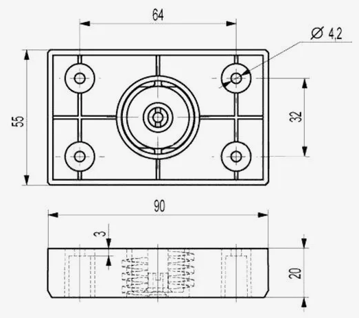 Опора ОСП- L-20 Прямоугольная регулир.Белая