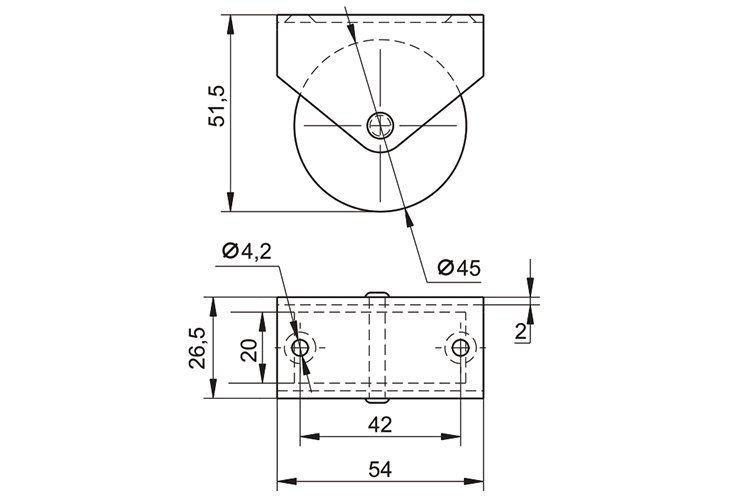 Ролик откатной 002 М h-51 Черный