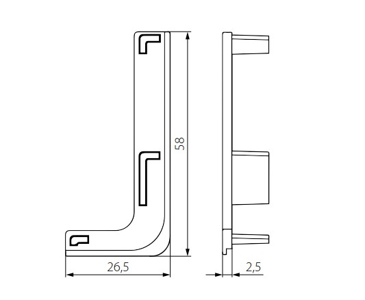 Заглушка SOLA для L-обр. AL532L41 ЧЕРНЫЙ левый