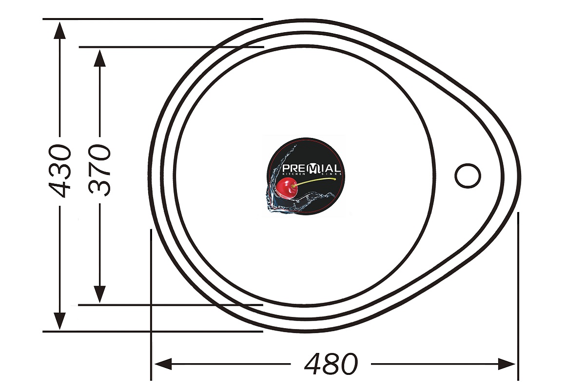 Мойка Premial 4843 хром (480*430) круглая с капелькой