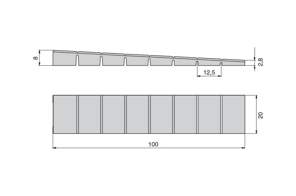 Клин мебельный прозрачный с отломом