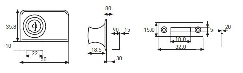 Замок меб. Л-С L022 для двух стекл дверей