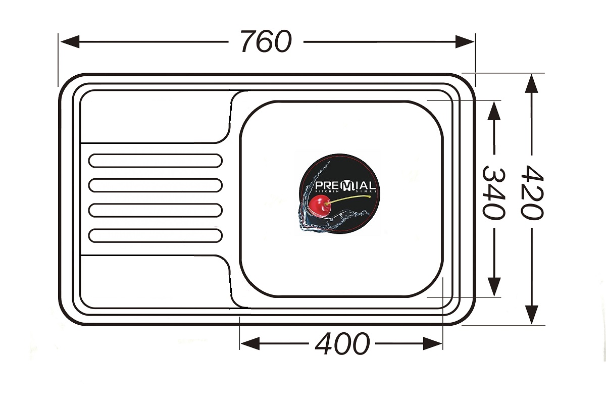Мойка Premial 7642 полированная 760*420  0,8мм ОБЛИТАЯ