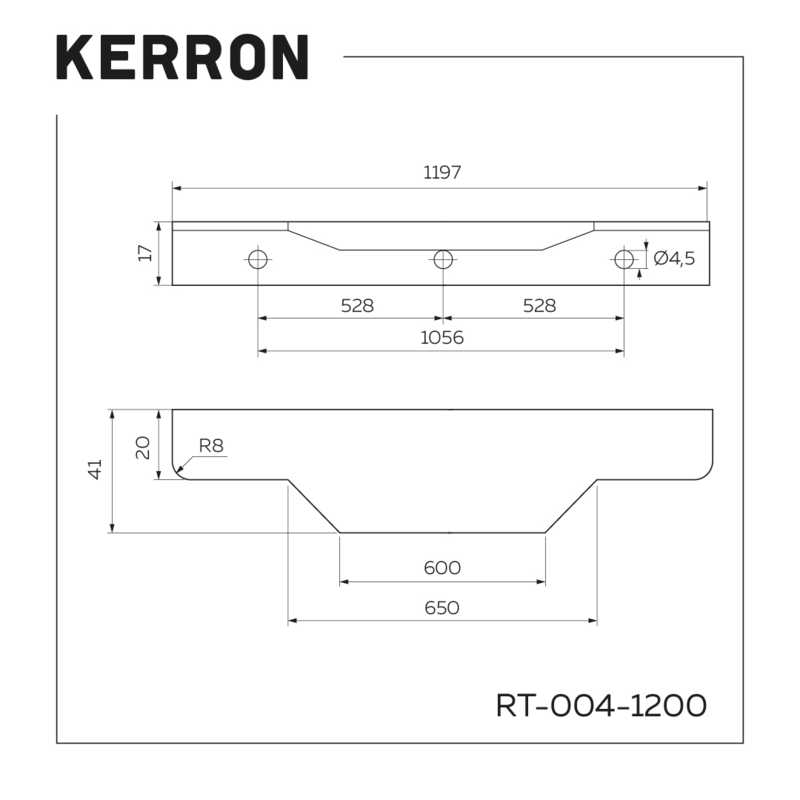 Ручка торцевая 1200 мм, черная RT-004-1200 BL