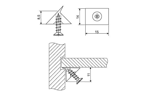 Крепеж угловой/ вкрученный винт/ КОРИЧНЕВЫЙ(1000)