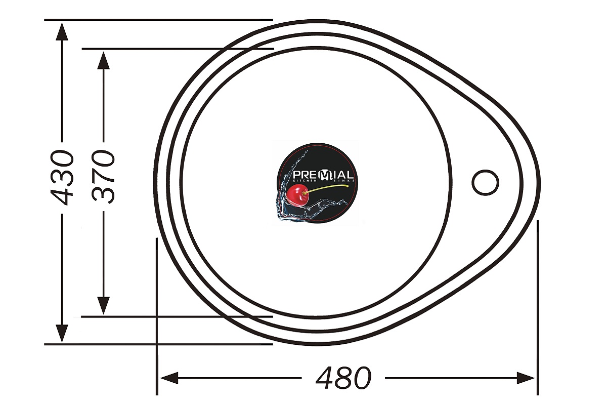 Мойка Premial 4843 матовая (480*430) круглая с капелькой ОБЛИТАЯ