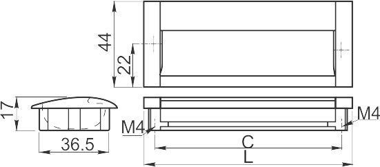 *Ручка-скоба GTV UA-00-326/96-20М ВРЕЗНАЯ черный